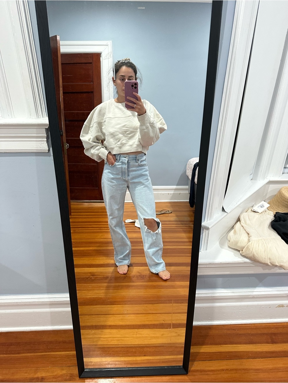 Still Here official Childhood Jeans in Light Blue with Knee Rip